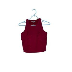 Oysho Womens Tank Top M Red Sleeveless Racerback High Neck Ribbed 2981/810 NWT